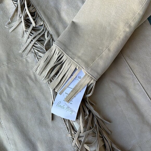 VTG Pamela McCoy Jacket Leather Suede Fringe Western Tan‎ Women Size S NWT - Picture 7 of 12